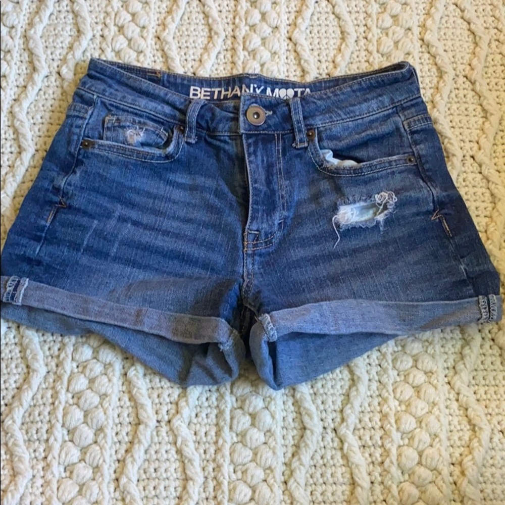 High rise jean short